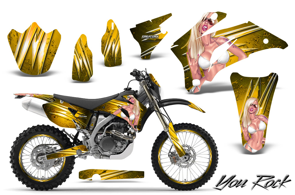 Yamaha WR 250-450 07-10 Graphics Kit You Rock Yellow NP Rims